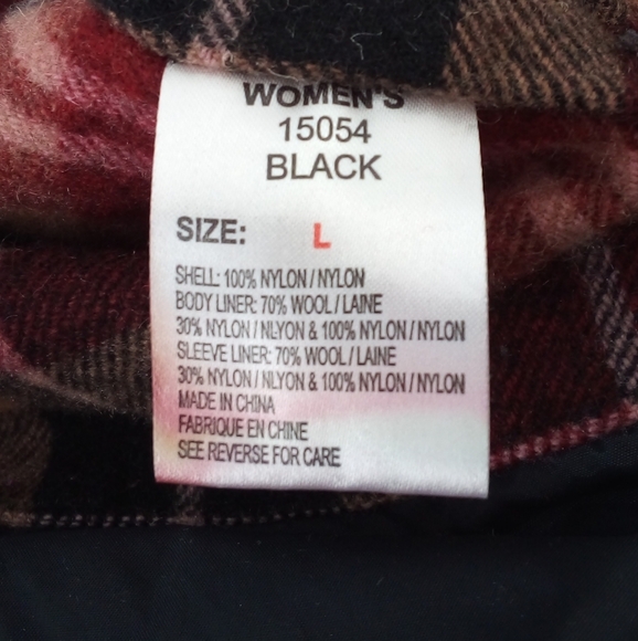 Woolrich Wool Nylon Black Jacket  Hood Women's Large - Picture 12 of 12